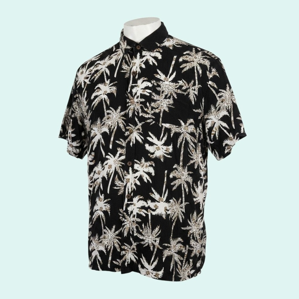 Coconut Connection Size S Black Palm Tree Hawaiian Shirt Tropical